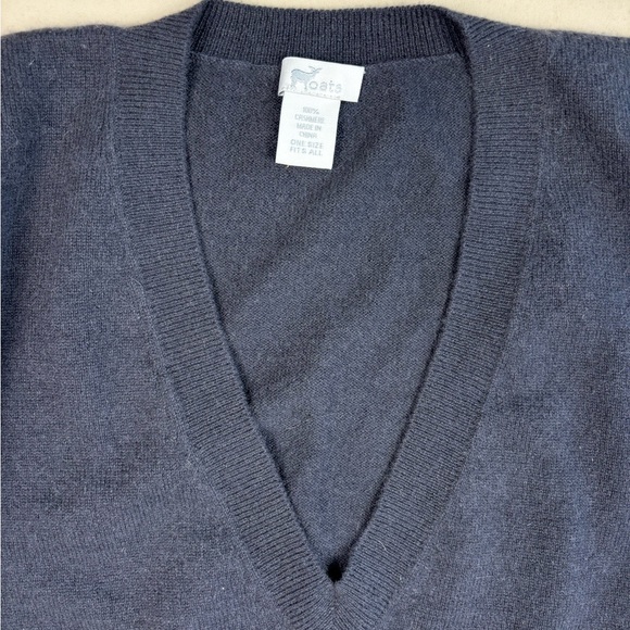 Oats 100% Cashmere Gray Poncho Sweater V Neck O/S. - Picture 3 of 4